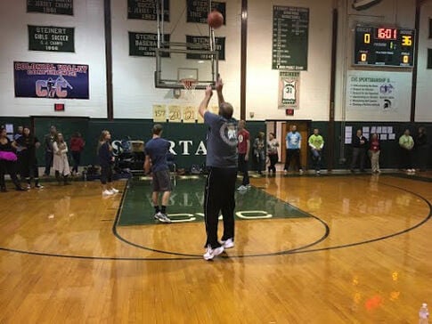 Steinert Principal shoots hoops for charity