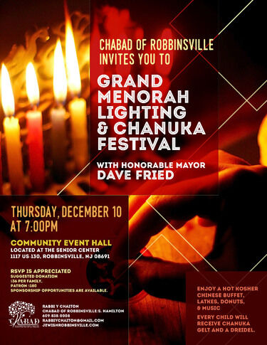 Chabad to host Chanukah events in Robbinsville, Hamilton
