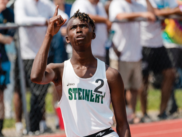 Steinert’s Terris Burton trades hoop dreams for track glory